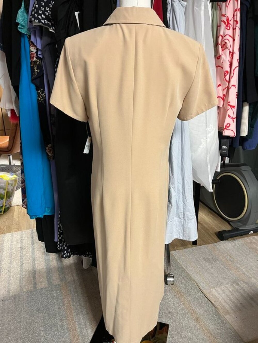 Talbots Petite Button Front Midi Shirt Dress Tan NWT 8P - Picture 4 of 6